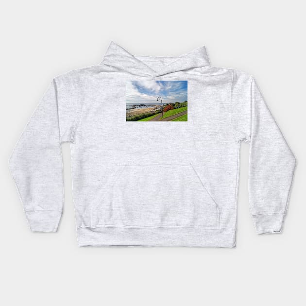 Lyme Regis Harbour from Langmoor Gardens Kids Hoodie by galpinimages